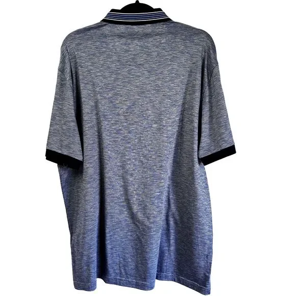 MONTECHIARO Men's Polo Shirt Navy White Zig Zag Print Cotton SZ 56/2XL ITALY - Picture 9 of 16